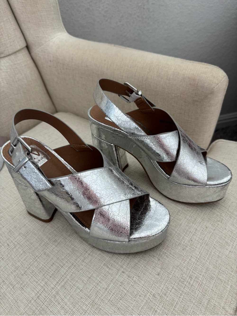 Dolce Vita Silver Platform Heels